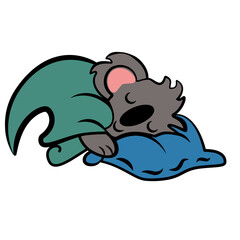 Koala Durmiendo con manta y almohada