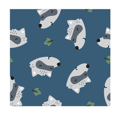 Cute Racoon with leaves  