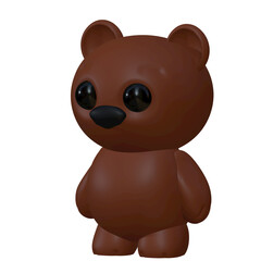 Chibi brown teddy bear 3d illustration 