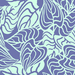 Nature seamless pattern with hand drawn twig, tree branch with leaves, tropical forest, summer time. Ecological rural theme for poster print, wrapping paper, wallpaper, clothes textile, fabric design.