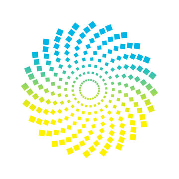 yellow-blue circle of dots. Creative concept idea design. Geometric art print. Vector illustration. stock image.