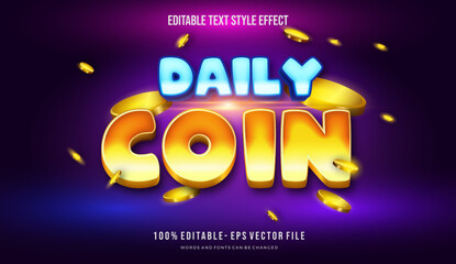 coin title concept text style effect. editable vector fonts