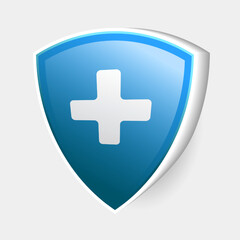 3d blue shield protection on white background