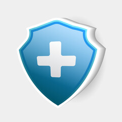 3d blue shield protection on white background