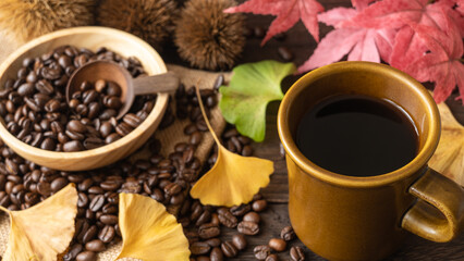 秋のイメージとコーヒー