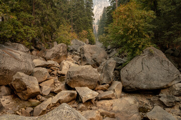 Dry View of the Merced River In Early Fall in Yosemite