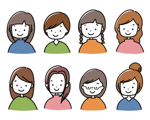 女性アイコンセット（ベクター）