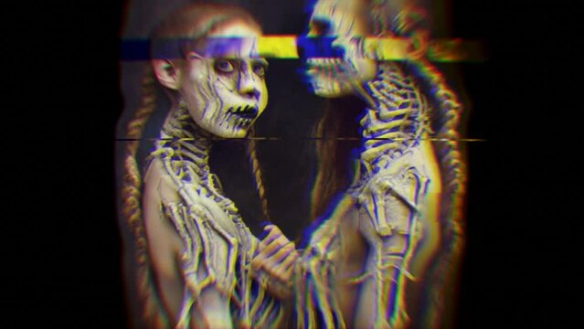 Evil Skeleton Ghost Twin Sisters Loop Scary Animation