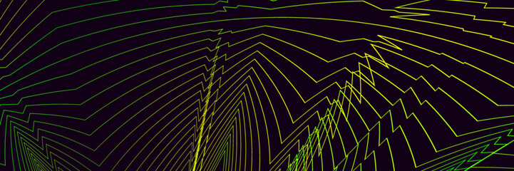 Abstract black background with yellow and green lines