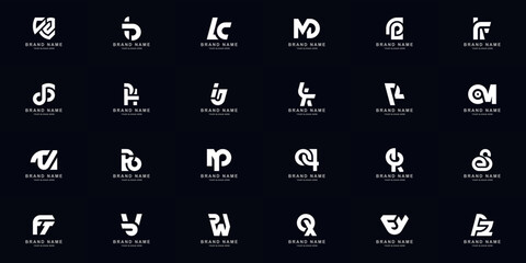 Collection full set abstract combine letter a - z monogram logo design - obrazy, fototapety, plakaty