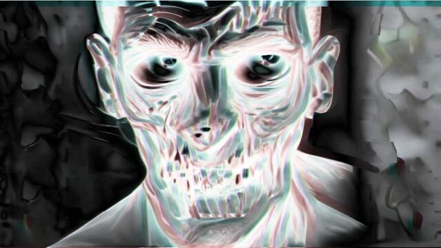Scary Zombie Face Closeup Animation Horror Loop