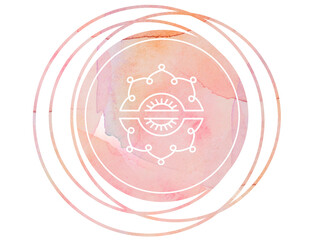 Yoga and meditation artwork watercolor Om. Circular Watercolor mandala meditation Symbol Om lotus