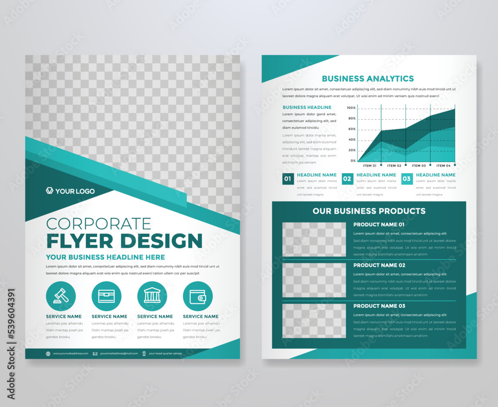 Poster a4 flyer template design with double sided concept and modern layout style use for business presenta