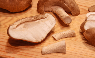 close-up of fresh shiitake mushrooms