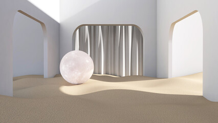 Fototapeta na wymiar Moon 3d glowing in the room. 3D illustration, 3D rendering 