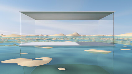 Fototapeta na wymiar Desert in the room. 3D illustration, 3D rendering 