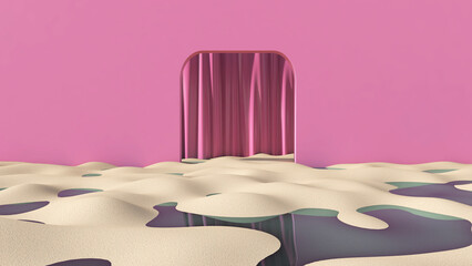 Desert in the room. 3D illustration, 3D rendering	