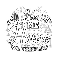 Merry Christmas Coloring page. Christmas line art coloring page design for kids.
