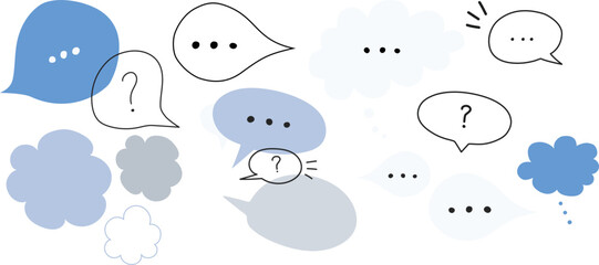 Collection Pack of Doodle Speech and Thought Bubbles Cartoon Vector Illustrations Bubbles
