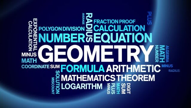 Geometry animated tag word cloud;text design animation kinetic typography seamless loop.