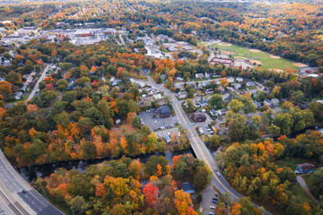 Aerial Drone of Autumn in Mahwah New Jersey 