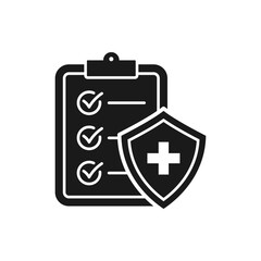 Medical insurance checklist icon isolated on white background. Vector illustration