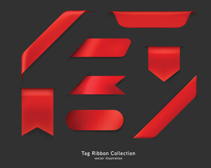 New tag red ribbon and banner vector.