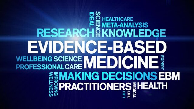 Evidence-Based Medicine animated tag word cloud;text design animation kinetic typography seamless loop.