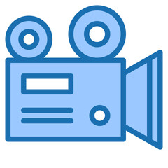 Movie camera blue style icon