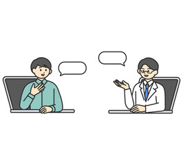 オンライン診療のイメージイラスト素材