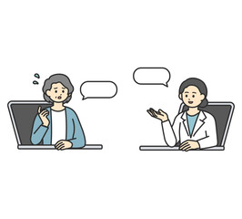 オンライン診療のイメージイラスト素材