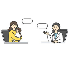 オンライン診療のイメージイラスト素材