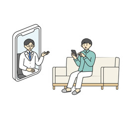 オンライン診療のイメージイラスト素材