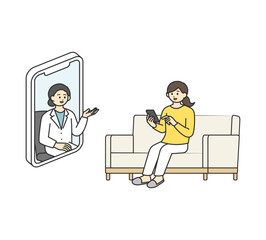オンライン診療のイメージイラスト素材