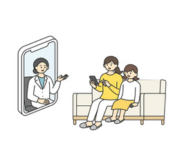 オンライン診療のイメージイラスト素材