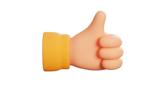 3d hand icon with thumbs up animation