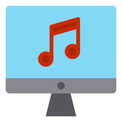 Music computer flat style icon