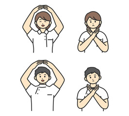 医療従事者手がまるとばつのジェスチャーをするイラスト素材