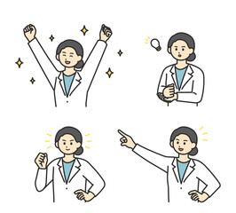 .医療従事者の表情とジェスチャーのイラスト素材