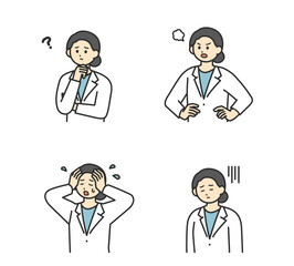 医療従事者の表情とジェスチャーのイラスト素材