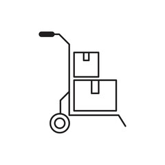 Hand truck with cardboard boxes icon design, logistic and delivery, hand dolly sign. isolated on white background. vector illustration