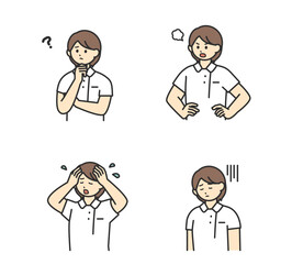 医療従事者の表情とジェスチャーのイラスト素材