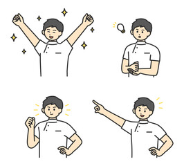 医療従事者の表情とジェスチャーのイラスト素材