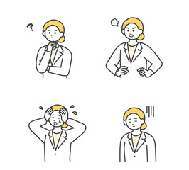 医療従事者の表情とジェスチャーのイラスト素材