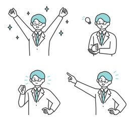 医療従事者の表情とジェスチャーのイラスト素材