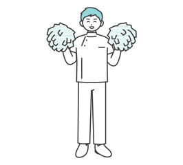 応援する医療従事者の全身のイラスト素材