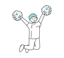 応援する医療従事者の全身のイラスト素材