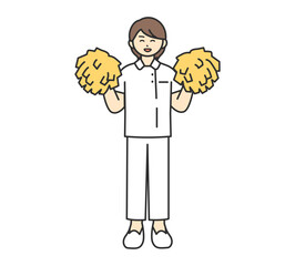 応援する医療従事者の全身のイラスト素材