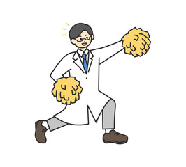 応援する医療従事者の全身のイラスト素材