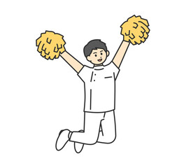 応援する医療従事者の全身のイラスト素材